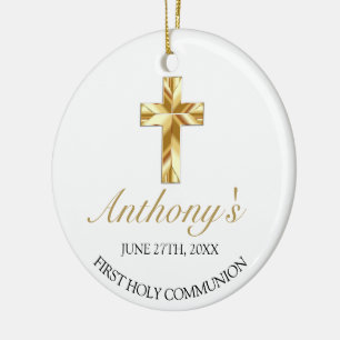 Elegant Gold White First Heilige Kommunion Keepake Keramik Ornament