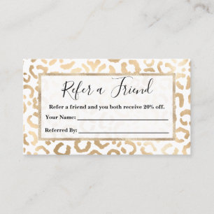 Elegant Gold White Leopard Cheetah Animal Print Empfehlungskarte