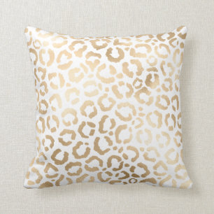 Elegant Gold White Leopard Cheetah Animal Print Kissen