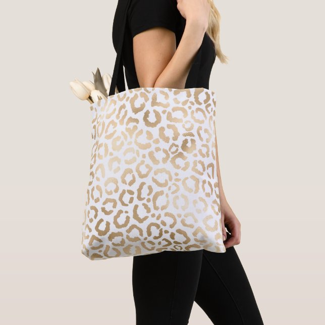 Elegant Gold White Leopard Cheetah Animal Print Tasche (Von Nahem)