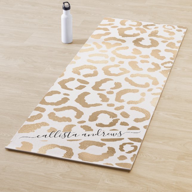 Elegant Gold White Leopard Cheetah Animal Print Yogamatte (Beispiel)