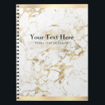Elegant Gold/White Marble, Gold Bars, Name & Title Notizblock<br><div class="desc">Personalize your name and title in black text on this elegant design of gold and white marble with a gold bar on top and bottom of cover. Click “Customize” to change colors and type styles.</div>