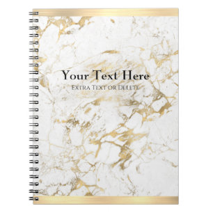 Elegant Gold/White Marble, Gold Bars, Name & Title Notizblock