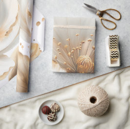 Elegant Gold & White Poppy Wedding Wrapping Paper Geschenkpapier