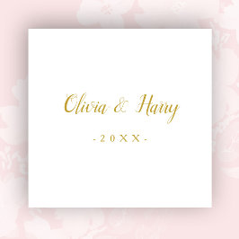 Elegant Gold White Wedding Paper Napkin Serviette