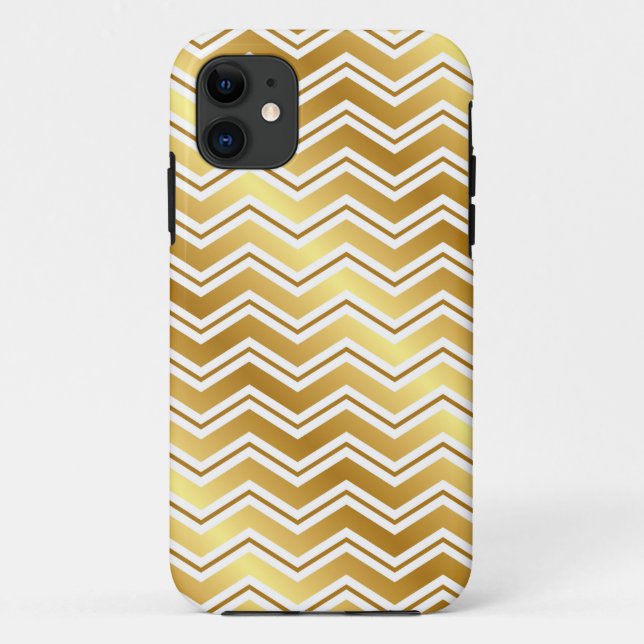 Elegant Gold Zickzack Zig Zag iPhone Case (Rückseite)