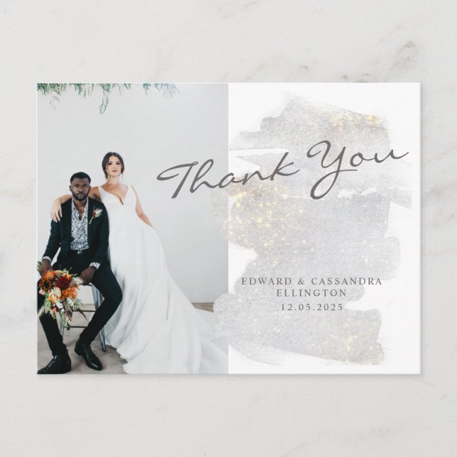 Elegant goldberührtes Silver-Gray Wedding Vielen D Postkarte (Vorderseite)