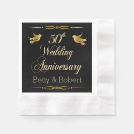 Elegant Golden 50. Hochzeitspapier Napk Serviette