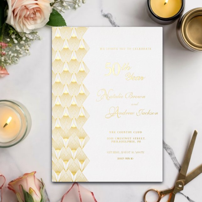 Elegant Golden 50 Jahre Ehefeier Folieneinladung (Von Creator hochgeladen)