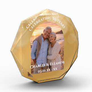 Elegant Golden 50th Anniversary Arch Photo Gift Fotoblock