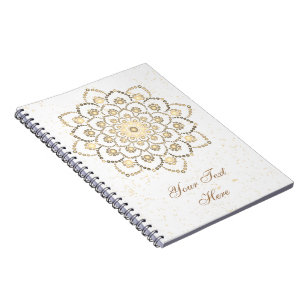 Elegant Golden and White Mandala Notizblock