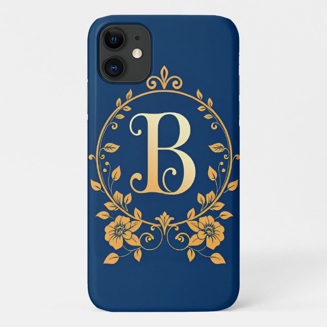 Elegant Golden B Letter Monogram Case-Mate iPhone Hülle (Rückseite)