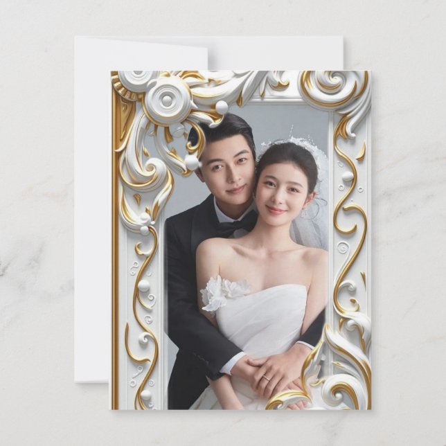 "Elegant Golden Botanical Wedding Invitation - Foi Einladung (Rückseite)