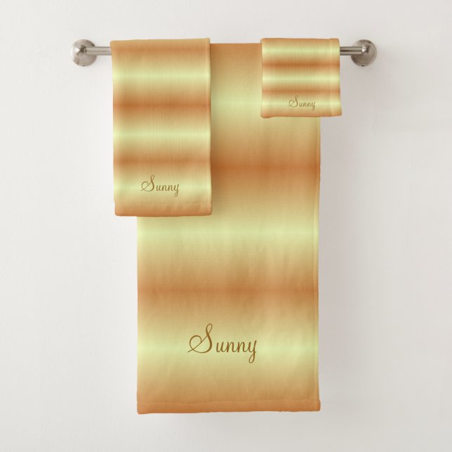 Elegant Golden Brown & Yellow Badhandtuch Set (Insitu)