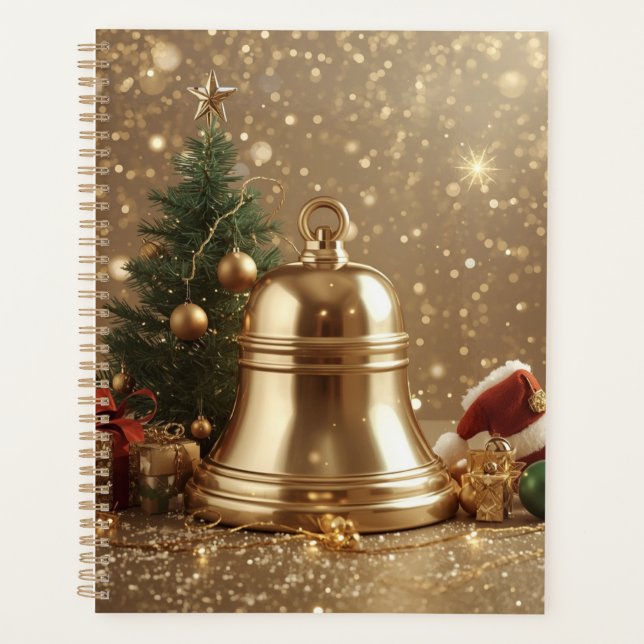 Elegant Golden Christmas Bell Planner Planer (Vorderseite)