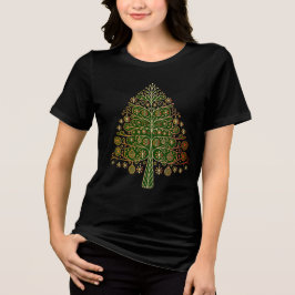 Elegant Golden Christmas Tree Tri-Blend Shirt