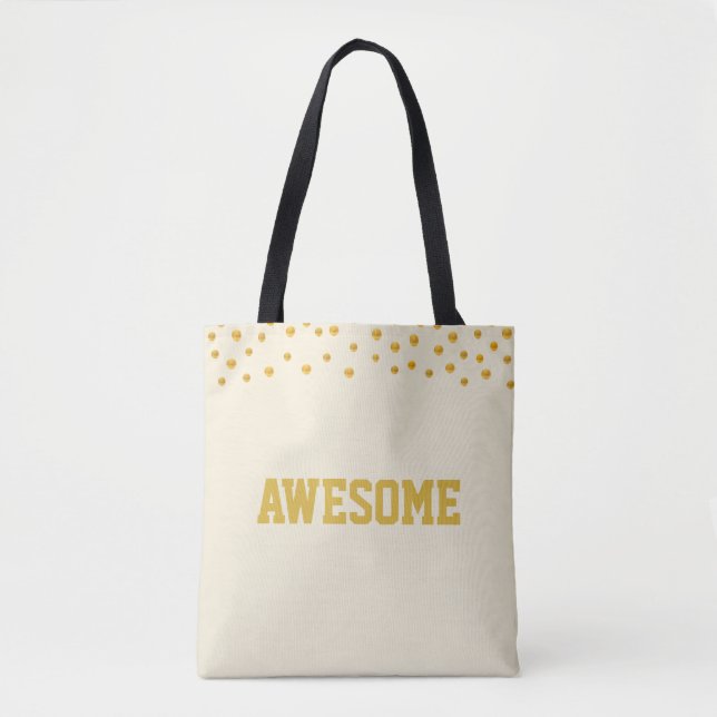 Elegant Golden Confetti auf Beige Tasche (Vorderseite)