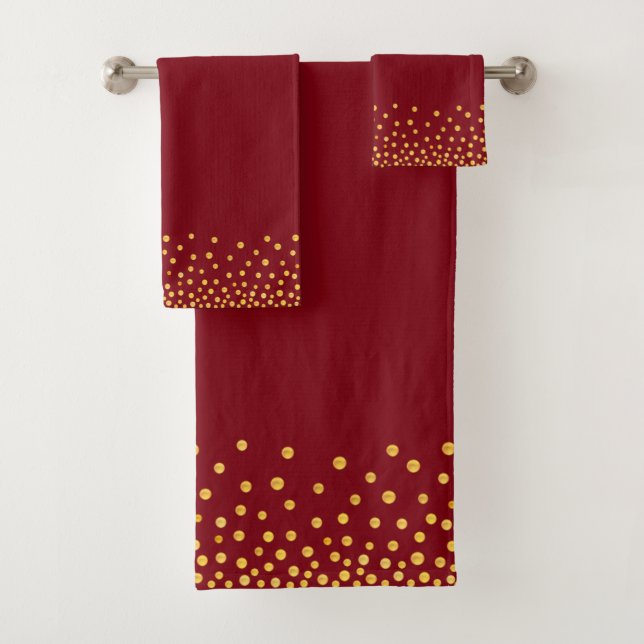 Elégant Golden Confetti sur Maroon (En situation)