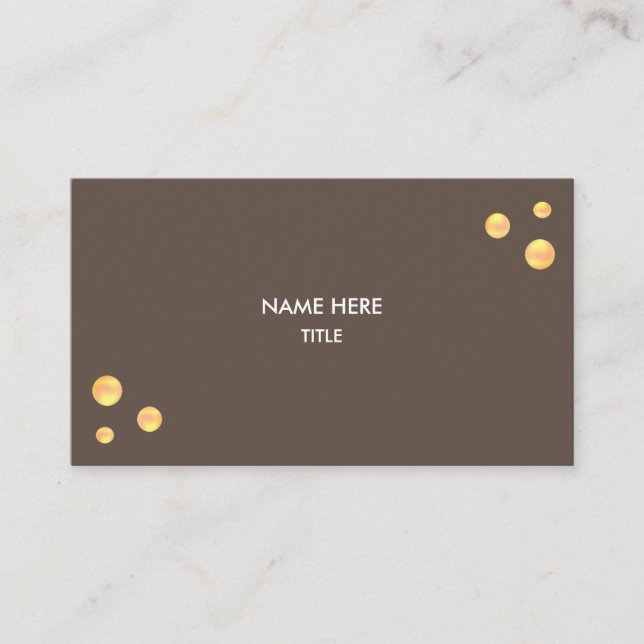 Elegant Golden Dots on Coffee Brown Visitenkarte (Vorderseite)