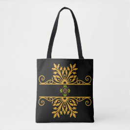 Elegant Golden Floral Ornament Baroque Style Tasche
