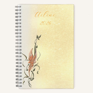Elegant Golden Floral Vine spiral notebook Notizbuch