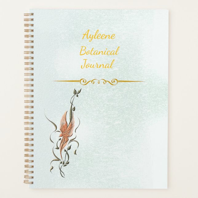 Elegant Golden Floral Vine Spiral Photo Notebook Planer (Vorderseite)