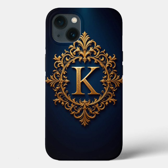Elegant Golden K Letter Monogram Case-Mate iPhone Hülle (Rückseite)