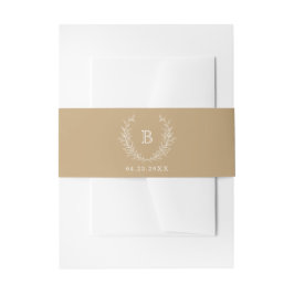 Elegant Golden Laurel Wreath Wedding Monogram Einladungsbanderole