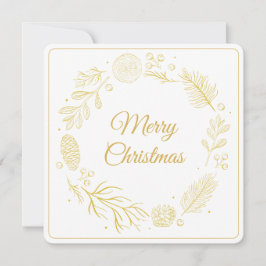 Elegant Golden Leaves & Berries Christmas square Einladung