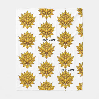 Elegant Golden Lotus Bloom Pattern Peel and Stick  Fleecedecke