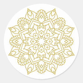 Elegant Golden Mandala Runder Aufkleber