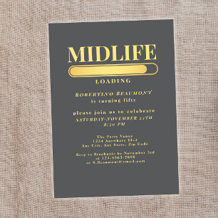 Elegant Golden Midlife Loading Bar 50. Geburtstag Einladung