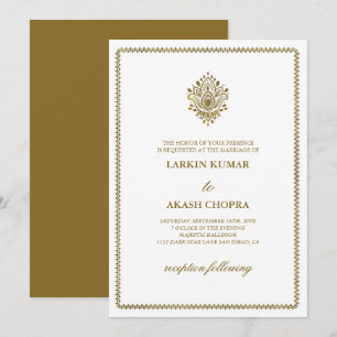 Elegant Golden Paisley White Wedding Einladung