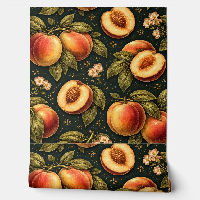 Elegant Golden Peach Botanical Wallpaper Tapete (Abrollen)