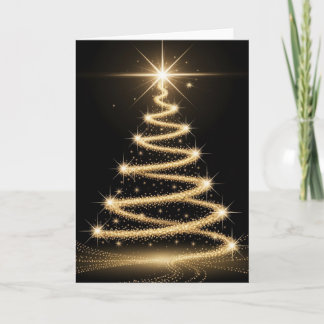Elegant Golden Sparkle Christmas Tree Karte