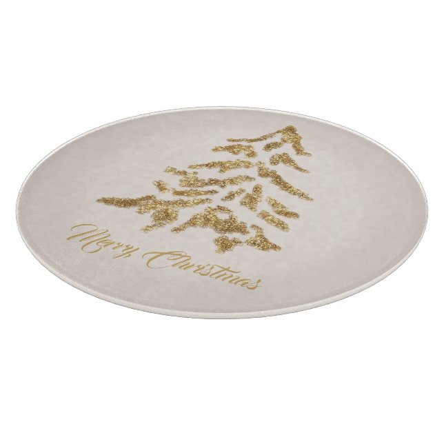 Elegant Golden Tree Frohe Weihnachten Schneidebrett (Ecke)
