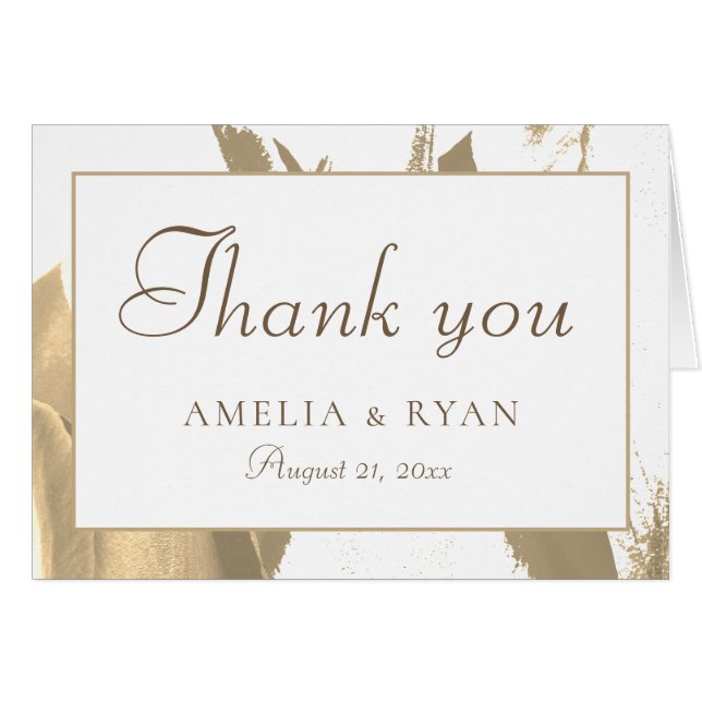 Elegant Golden Tulip Floral Wedding Danke Karte (Vorderseite (Horizontal))