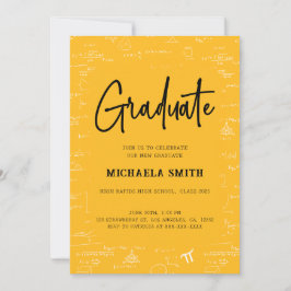 Elegant Golden Yellow Graduate Math Graduation Einladung