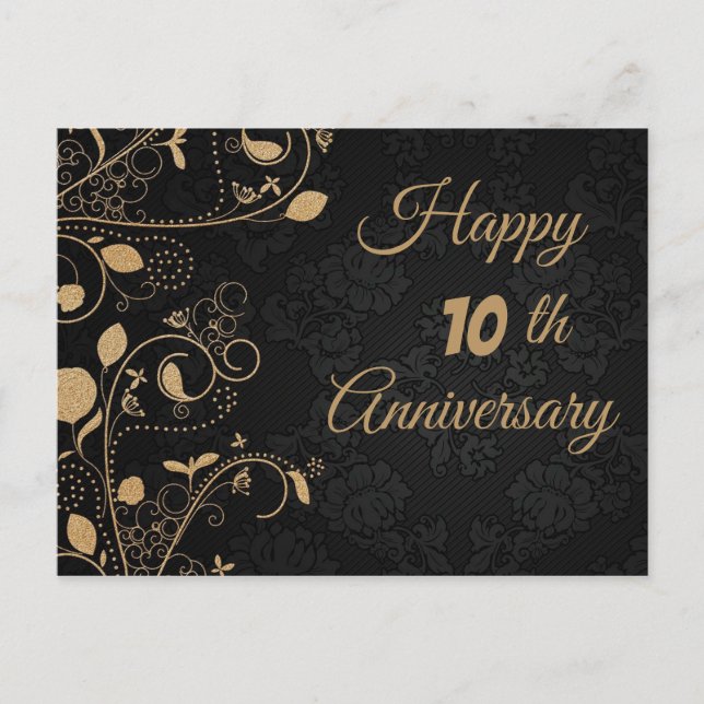 Elegant, Goldene Ornamente, Jubiläum Postkarte (Vorderseite)
