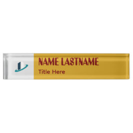 Elegant Goldenrod & Maroon custom name Desk Name P Namensplakette