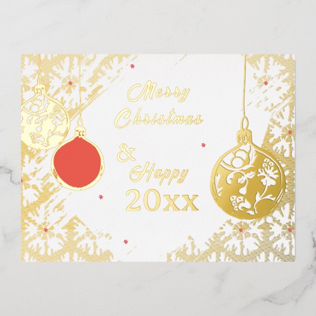 Elegant Goldfoil Festive Ornaments Christmas Folie Einladungspostkarte (Vorderseite)