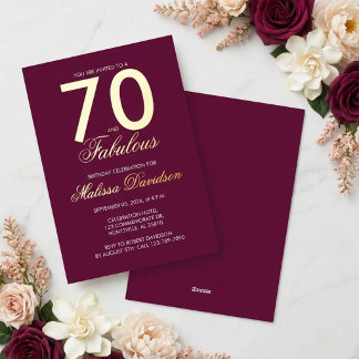 Elegant Goldfolie Siebziger und Fabelhaft in Borde Folieneinladung