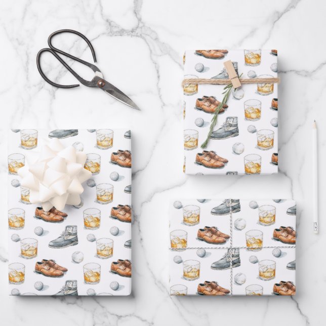 Elegant Golfer Geschenkpapier Set (Vorderseite)