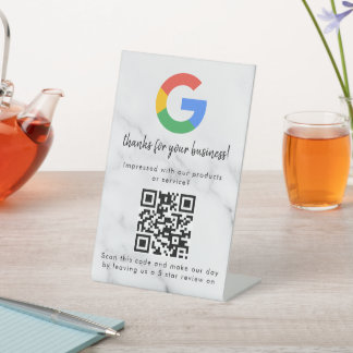Elegant Google reviews qr code tabletop sign Sockelschild