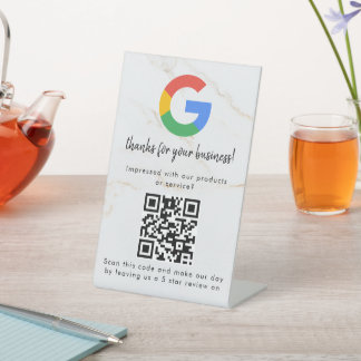 Elegant Google reviews qr code tabletop sign Sockelschild