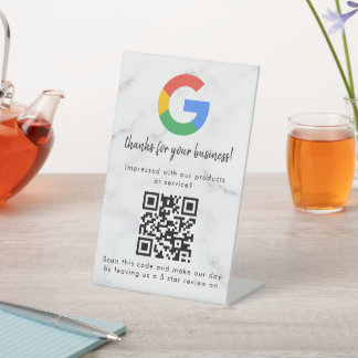 Elegant Google reviews qr code tabletop sign Sockelschild