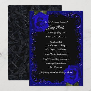 Elegant Goth Blue Rose Brautparty Einladung