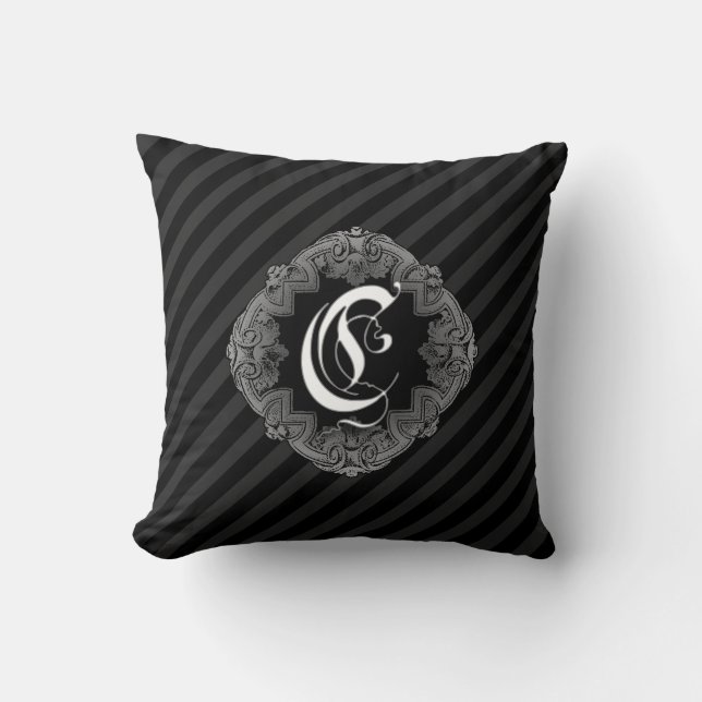 Élégant Goth Initial C Jeu Oreiller (Recto)