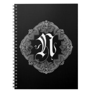 Elegant Goth Initial N Notebook Notizblock