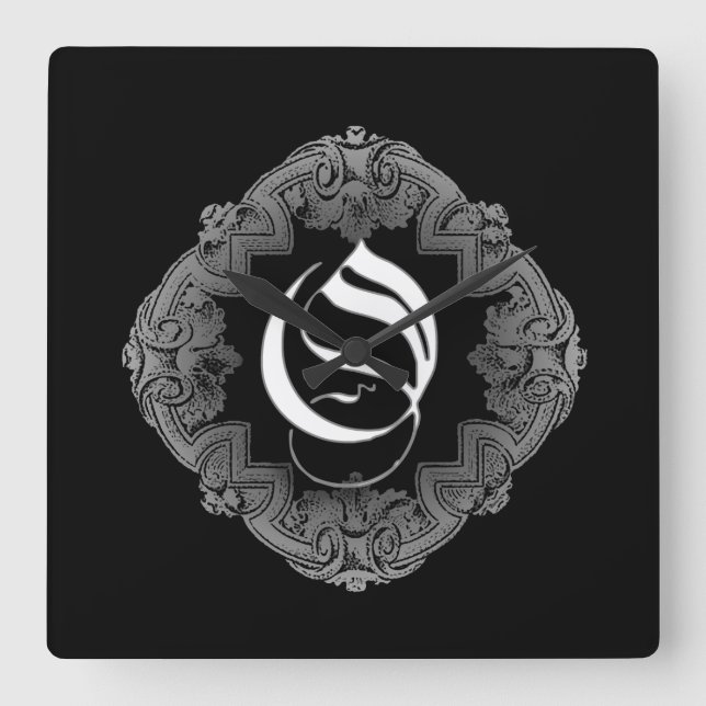 Elegant Goth Initial O Quadratische Wanduhr (Vorderseite)